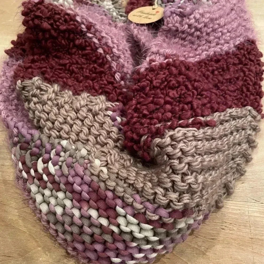 NWT mauve, purple, grey, light brown extra long scarf cottagecore grannycore